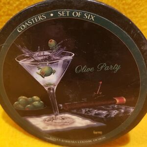 Olive Party Coasters Set of Six